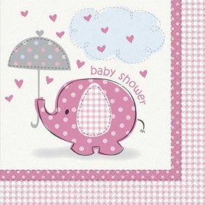 Baby shower lautasliinat norsu pinkki 16kpl