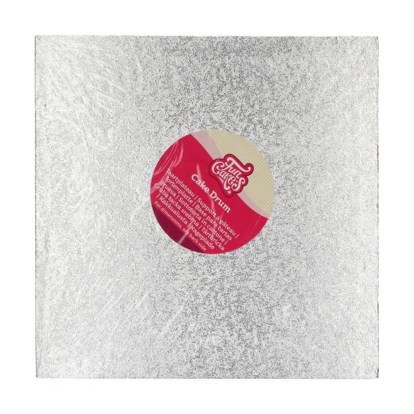 Kakkualusta 12mm 278x278mm. hopea neli&ouml;. FunCakes