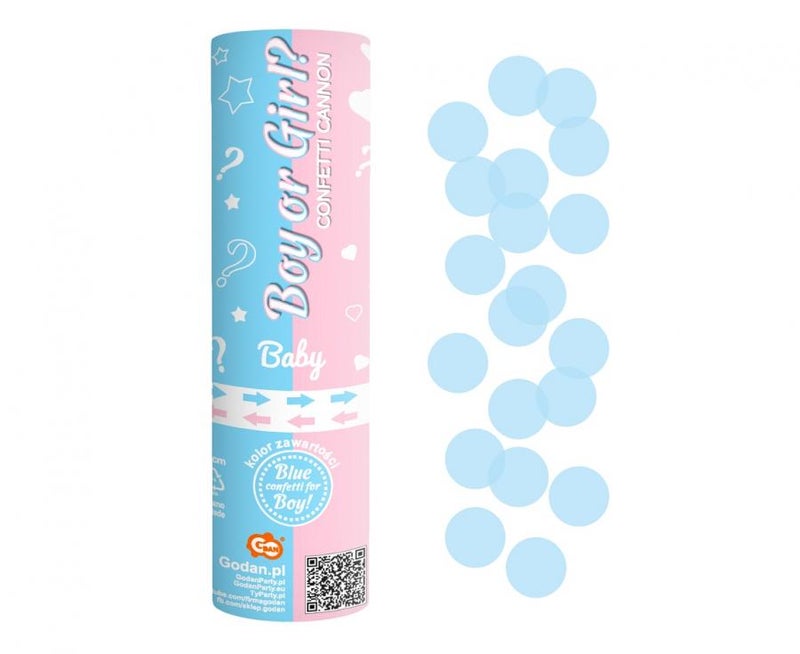 Confetti tykki - Boy or Girl Sininen 15cm
