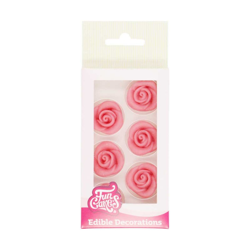 Marsipaaniruusu Pinkki 6kpl, n.3cm FunCakes